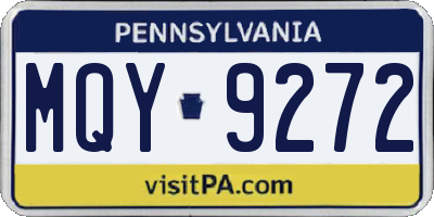 PA license plate MQY9272
