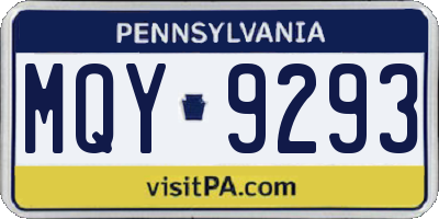 PA license plate MQY9293