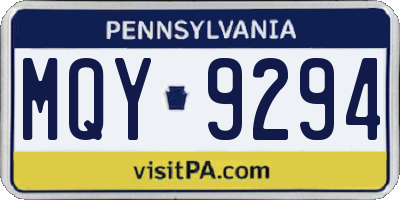 PA license plate MQY9294