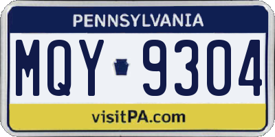 PA license plate MQY9304