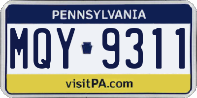PA license plate MQY9311