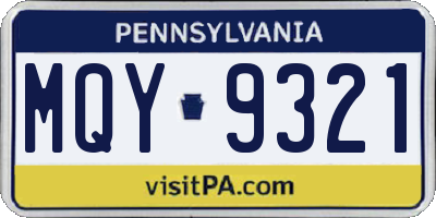 PA license plate MQY9321