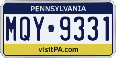 PA license plate MQY9331