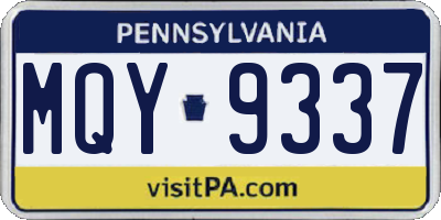 PA license plate MQY9337