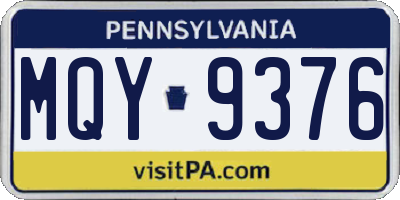 PA license plate MQY9376