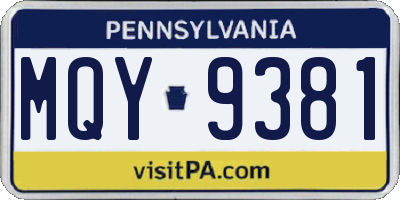 PA license plate MQY9381