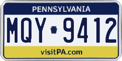 PA license plate MQY9412