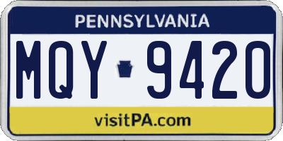 PA license plate MQY9420