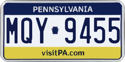 PA license plate MQY9455