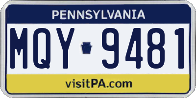 PA license plate MQY9481