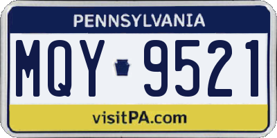 PA license plate MQY9521