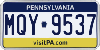 PA license plate MQY9537