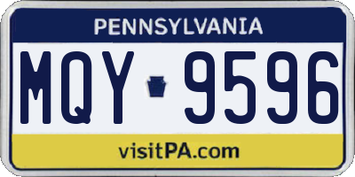 PA license plate MQY9596