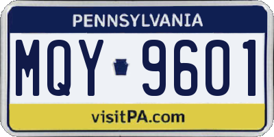 PA license plate MQY9601