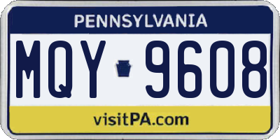 PA license plate MQY9608