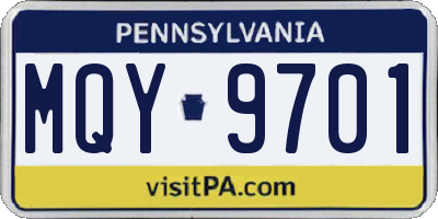 PA license plate MQY9701