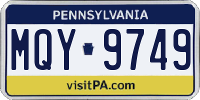 PA license plate MQY9749