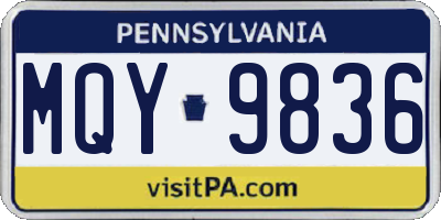 PA license plate MQY9836