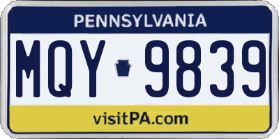 PA license plate MQY9839