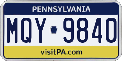 PA license plate MQY9840
