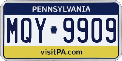 PA license plate MQY9909