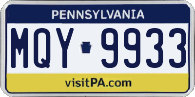 PA license plate MQY9933