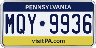 PA license plate MQY9936