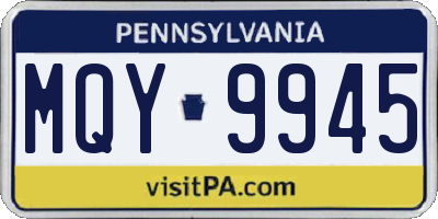 PA license plate MQY9945