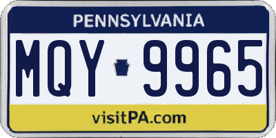 PA license plate MQY9965