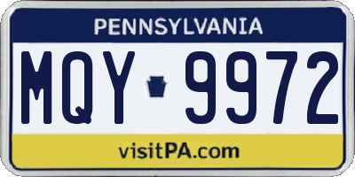 PA license plate MQY9972