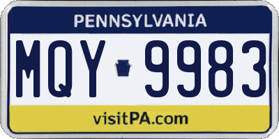 PA license plate MQY9983