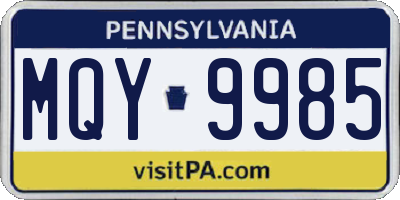 PA license plate MQY9985