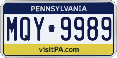 PA license plate MQY9989