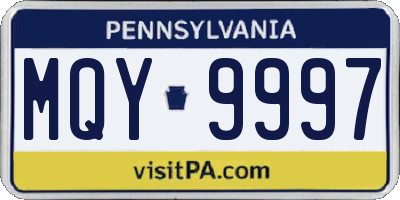 PA license plate MQY9997