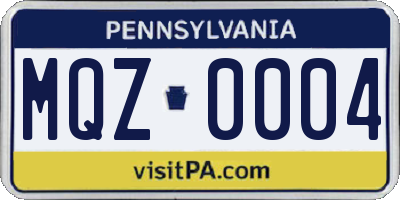 PA license plate MQZ0004