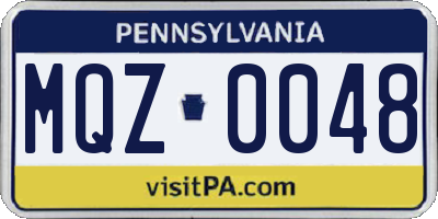 PA license plate MQZ0048