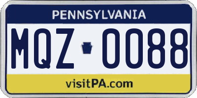 PA license plate MQZ0088