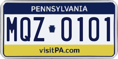 PA license plate MQZ0101