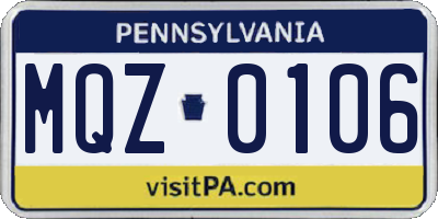PA license plate MQZ0106