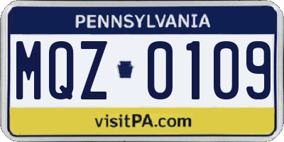 PA license plate MQZ0109