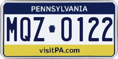 PA license plate MQZ0122