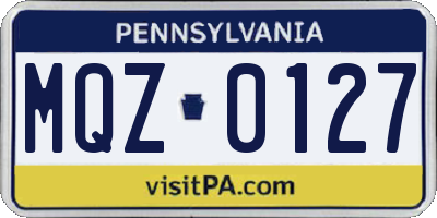 PA license plate MQZ0127