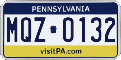 PA license plate MQZ0132