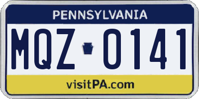 PA license plate MQZ0141