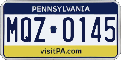 PA license plate MQZ0145