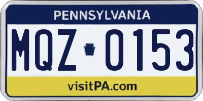 PA license plate MQZ0153