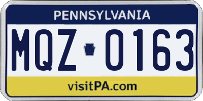 PA license plate MQZ0163
