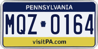 PA license plate MQZ0164