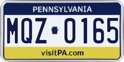 PA license plate MQZ0165
