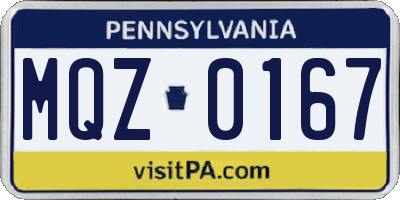 PA license plate MQZ0167